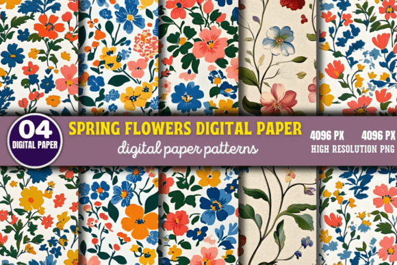 Download Spring Flowers Digital Paper Pattern 8 - Digital paper Collection