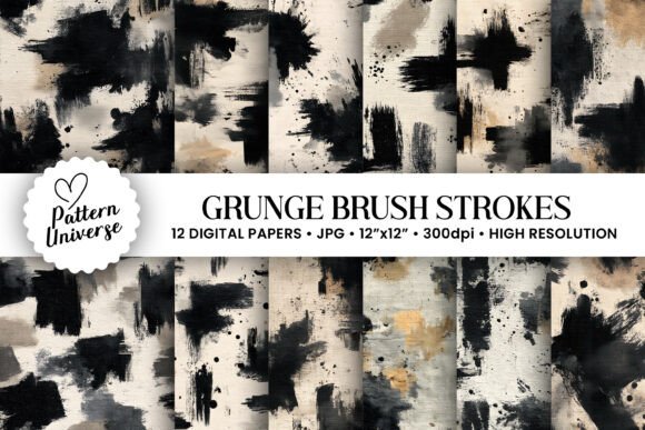 Download Grunge Brush Strokes Digital Papers - Digital paper Collection
