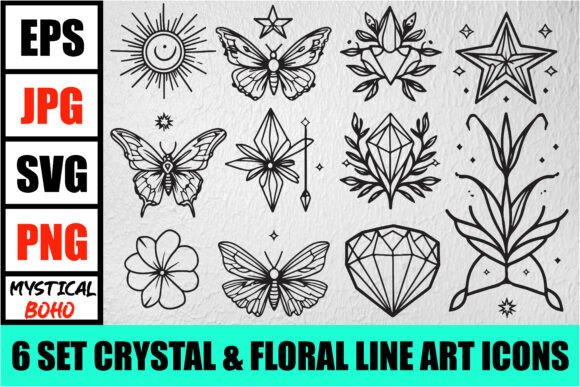 Download Mystic Boho Celestial Line Art Pack - Boho Collection