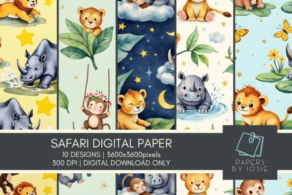 Download Cuter Safari Animals Digital Paper - Digital paper Collection