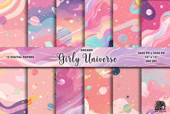 Download Pink Space Girly Universe Digital Paper - Digital paper Collection