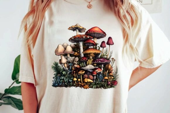 Download Vintage Botanical Mushroom Forest Illustration Goblincore Aesthetic Clipart Png - Vintage Collection