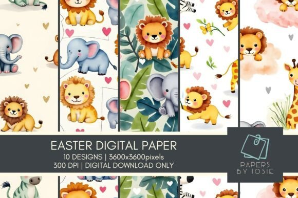 Download Cuter Safari Animals Digital Paper - Digital paper Collection
