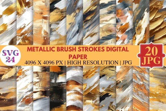 Download Metallic Brush Strokes Digital Paper - Digital paper Collection