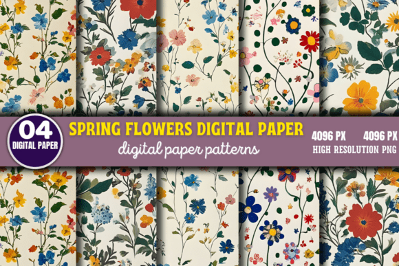 Download Spring Flowers Digital Paper Pattern 9 - Digital paper Collection