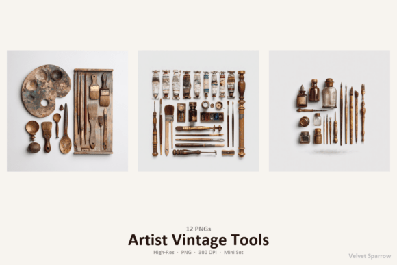 Download Artist Vintage Tools Clipart 12 PNG - Vintage Collection