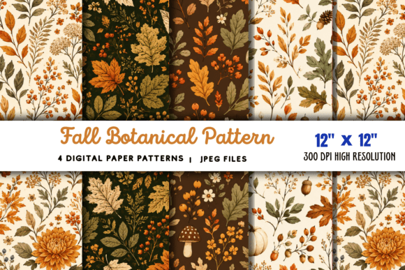 Download Fall Botanical Pattern Digital Paper 5 - Digital paper Collection