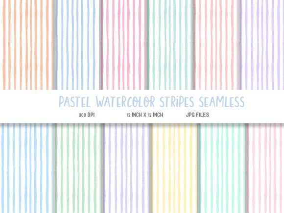 Download Pastel Watercolor Stripes Digital Paper - Digital paper Collection