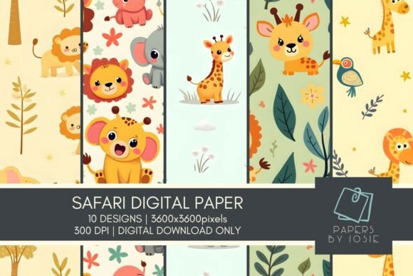 Download Cuter Safari Animals Digital Paper - Digital paper Collection